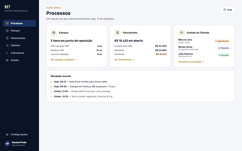 Tela de Processos do Sistema H7